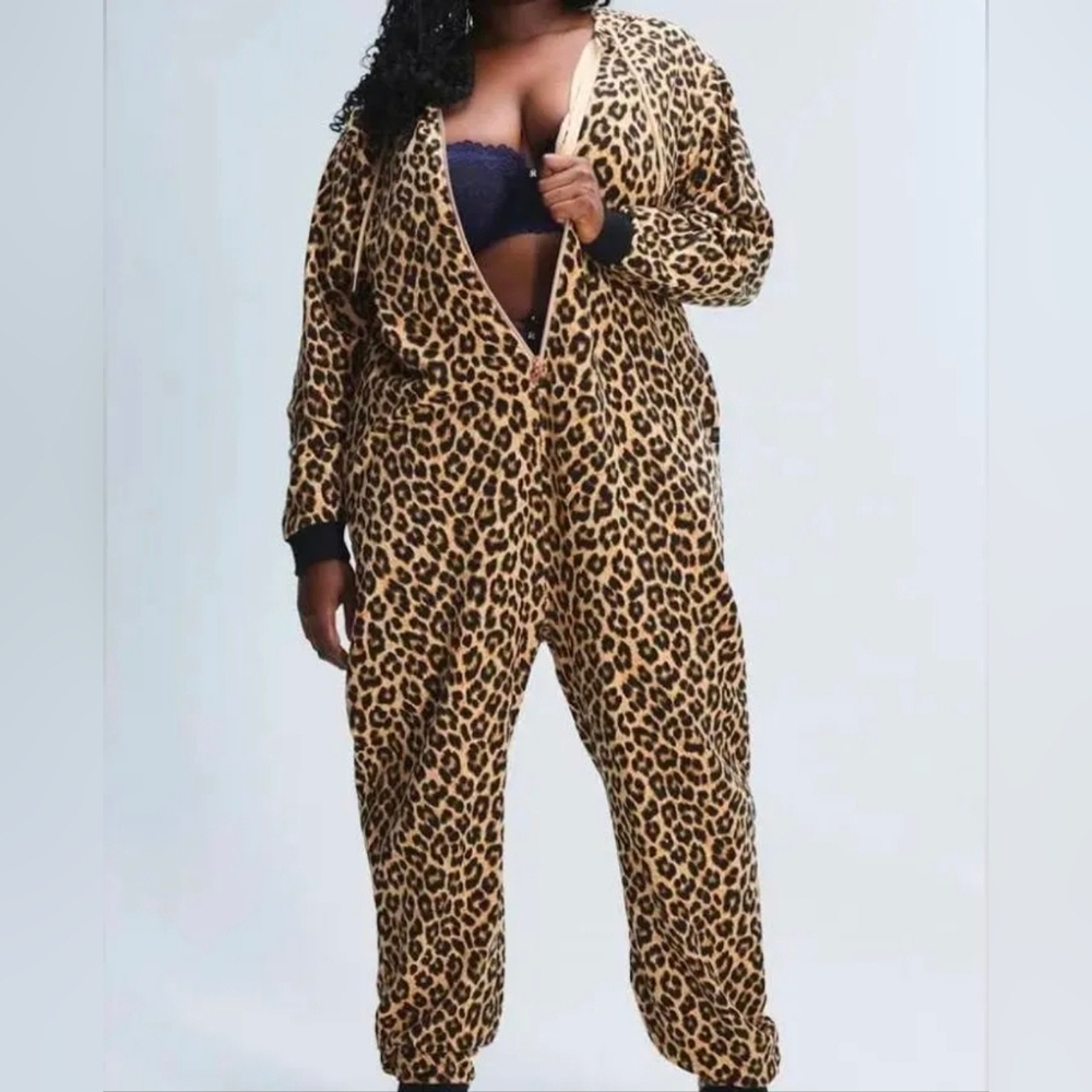 Savage X Fenty Leopard-Print Jumpsuit in Tan and Black - Picture 1 of 8